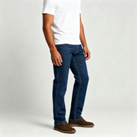 Jeans décontractés pour hommes, coupe droite, taille confortable, denim en coton délavé