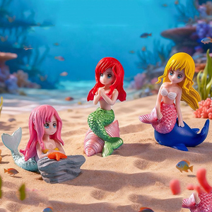 Cartoon Mini Mermaid Figurine <b>Miniatures</b> Cute Girl Charm Ornaments for Landscape Decorations DIY Accessories - Product Image 5