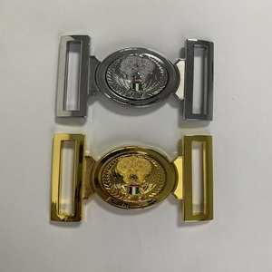 Custom Gold Chrome Dubai <strong>Polic</strong> Navy Officer Buckle Nylon PP Waist Canvas Webbing UAE Government Tender Metal Belt Buckle - Product Image 1