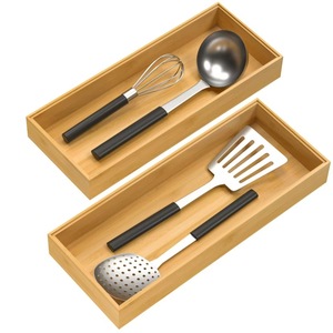 Bamboo Drawer Organizer Rectangular Stackable <b>Storage</b> <b>Box</b> For Tableware Silverware Tray <b>Kitchen</b> Drawer Organizers - Product Image 2
