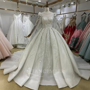Vestido de novia de manga larga Encaje brillante Lentejuelas Vestidos de novia <span class=keywords><strong>Capilla</strong></span> Lsbh44 - Product Image 2