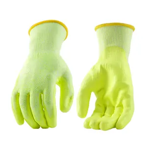 EN388 Anti-coupe Niveau 5 PU 13G HPPE polyester doublure résistant aux coupures gants de protection industriels de travail