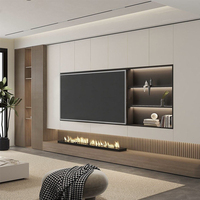 Meuble TV Support de Cheminée Électrique Noir Multifonctionnel avec Lumières LED, Design Moderne et Luxueux pour Salon