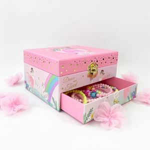กล่องเก็บเครื่องประดับแบบมีล็อค La Doyee ลายดอกไม้และยูนิคอร์นสำหรับเด็กผู้หญิง วัสดุทนทานและเป็นมิตรกับสิ่งแวดล้อม - Product Image 3