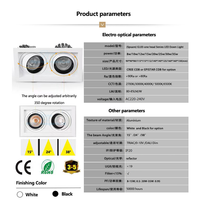 Carré Dimmable COB LED Encastré Downlights 8W 10W 15W Double Tête Plafond Spots Éclairage Intérieur Grille Lumières
