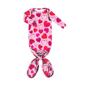 Robe pour bébé - Pyjamas noués pour nouveau-né pour bébé fille, doux, extensible, manches longues, robes pour bébé pour la Saint-Valentin <span class=keywords><strong>avec</strong></span> lien à nouer en bas - Product Image 3