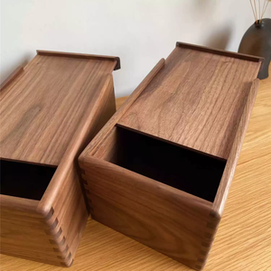 Tùy chỉnh kích thước handmade lưu trữ bằng gỗ trường hợp rắn Walnut hộp gỗ với ngón tay doanh xây dựng và trượt nắp hộp lưu trữ - Product Image 3