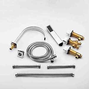 लक्ज़री ब्रास क्यूपीसी ईपीए गोल्ड प्लेटेड 5 होल लैवेटरी सै साइड माउंटेड बाथटब नल हैंडहेल्ड शावर के साथ - Product Image 6