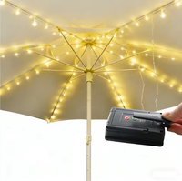 Lampu Tali Payung Tenaga Surya, LED RGB Tahan Air IP65 dengan Pengubah Warna dan Remote Control, Lampu Peri yang Dapat Diredupkan untuk Taman