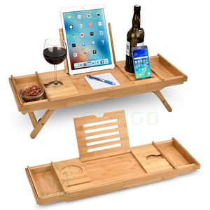 Multi-Functional Bamboo <b>Bathtub</b> <b>Caddy</b> with Phone Holder - Product Image 1