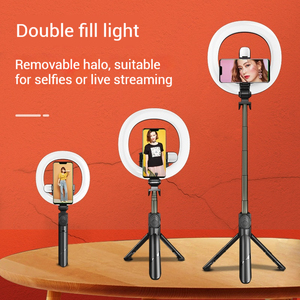 Ringlamp Multifunctionele Draadloze Led Dubbele Vulling Licht Vlog Kit Live Statief Telefoon Mini Desktop Verstelbare 360 Selfiestick - Product Image 4