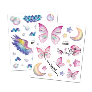 Glitter Fairy Butterfly Wings Tattoo Sticker Temporary Waterproof Eyes Face Arm Body Art Tattoos Women Makeup Products