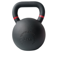 Kettlebell portable en acier noir, durable et conçue sur mesure, avec anneaux de poids codés par couleur, non en fonte ductile.