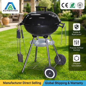 Barbecue au charbon de bois pliable en acier, moderne et très demandé, avec contrôle tactile de sécurité des flammes - Durable et portable, diamètre 41 cm pour usage extérieur - Product Image 1