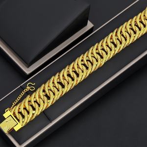 Jxx Men's Hip Hop 14K/24K Gold Plated Heavy Charm Bracelet Brass Cuban Link <b>Chain</b> for Parties Trendy Jewelry - Product Image 4