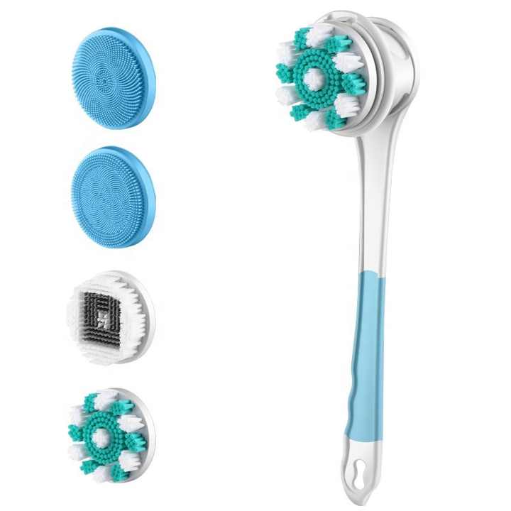 Electric Bath Brush Silicone Back Scrubber USB Rechargeable 2 Speeds Rotating Shower Brush Spa Waterproof Body Cleaning Brush