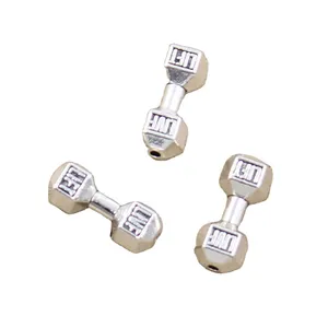 Charms fitness ekipmanları dambıl boncuk 20x7x7mm antik gümüş renk kolye yapma DIY el yapımı tibet bulma takı