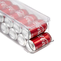 Boîtes de rangement en plastique empilables rectangulaires écologiques, organisateur et distributeur de boissons en conserve pour réfrigérateur