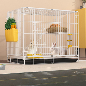 Cage à lapins pliable à double couche en métal robuste, pour usage intérieur/extérieur, grande/petite, avec grille de 2 cm et plateau en plastique. - Product Image 1
