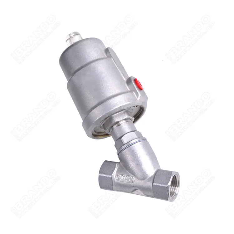 1/2 ''DN15 PN16 Threaded Thép Không Gỉ Y Loại Air Actuated Double Acting Khí Nén Góc Ghế Piston Van