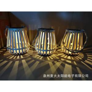 Solar Bamboo Lantern <b>Led</b> Outdoor Hanging Garden <b>Light</b> Portable With <b>Light</b> <b>Sensor</b> Mono Si Solar Cell - Product Image 4