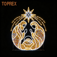 Décoration murale religieuse TOPREX, motif de scène de la Nativité de la Vierge Marie en LED 2D, lumière pour l'extérieur, église, décoration sacrée de Noël