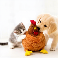 Mainan Kunyah Ayam Berbulu dengan Fitur Pembersih Gigi & Interaktif untuk Kucing & Anjing