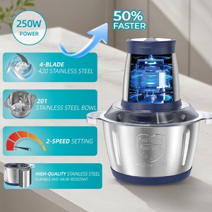 Picadora de carne eléctrica Winning Star de 2L con tazón de acero inoxidable, procesador de alimentos para uso en la cocina - Product Image 3