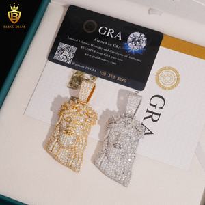 Liontin Yesus Moissanite baru liontin gaya Hip Hop 925 liontin perak Moissanite Ice Out perhiasan penguji berlian dengan GRA - Product Image 3