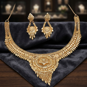 Wholesale 14K 18K 24K Gold Filled Forming Short Necklaces, Brass Gold Plated Fashion Jewelry Set, Traditional Design Jewelry Set - Product Image 2