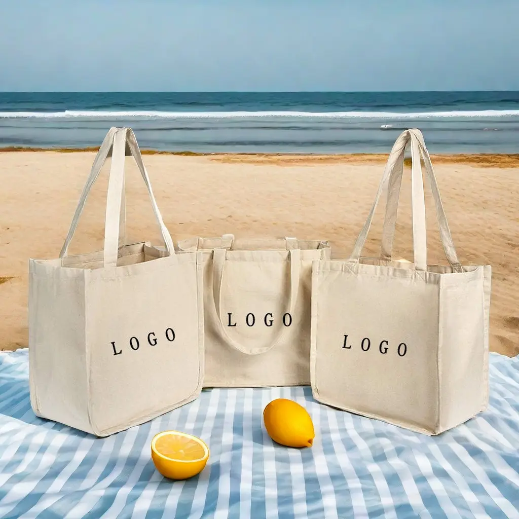 Sacola de lona com logotipo personalizado para presente, sacola extra grande de algodão ecológico com logotipo impresso personalizado para compras