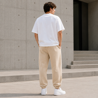 Pantalon de survêtement pour homme en molleton de coton épais, taille élastique, avec broderie chenille, style streetwear décontracté, vente en gros