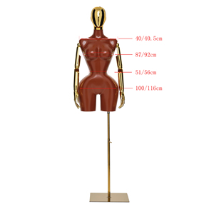 Estante de exhibición de ropa Vertical de plástico de medio maniquí con curvas marrón para la parte superior del cuerpo de las mujeres para la tienda minorista para mostrar la ropa - Product Image 2