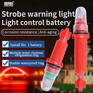Luz LED para Redes de Pesca Marina, Lámpara de Señalización de Advertencia Tipo Torpedo Intermitente Roja y Verde con Control por Batería - Product Image 1
