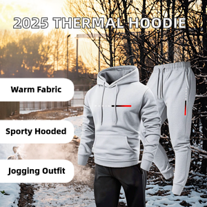 2025 New Autumn/Winter Men's Women's Printed Knitted <b>Thermal</b> Hooded Sporty Sportswear Sets Long <b>Pants</b> Outdoor Fashionable 100% - Product Image 2