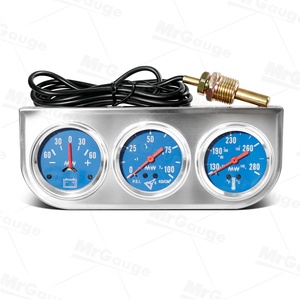 Ensemble de 3 jauges MrGauge 2" 52mm, cadran bleu, pression <span class=keywords><strong>d</strong></span>'huile, température de l'<span class=keywords><strong>eau</strong></span>, ampèremètre pour voitures, camions, hot rods, montage universel - Product Image 2