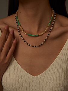 Ручной работы, изысканная простая цепочка на ключицу для девочек, незамысловатое ожерелье из натурального камня, ожерелье из хрусталя, колье из нержавеющей стали - Product Image 2