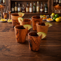 ArtisRaw Handgemaakte Klassieke Set van 6 Houten Shotglaasjes Model DT014 voor Feestjes Premium Kwaliteit TN Drinkgerei
