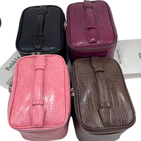 Sac de voyage JOYSUN en cuir PU texture crocodile, fermeture éclair, résistant à l'eau, grande capacité, pour maquillage