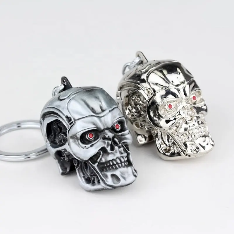 Porte-clés Terminator à tête de mort pour hommes et femmes, porte-clés unisexe à la mode, pendentif, bijoux, accessoires de voiture, nouvelle collection