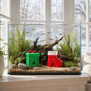 Peceras Personalizadas con Impresión 3D, Estilo Navideño, Cuevas para Esconderse, Micropaisajes, Ideales para la Reproducción de Peces y Camarones - Product Image 5