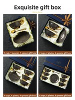 Service à café et soucoupes en porcelaine fine de style européen, 12 pièces, luxe léger, coffret cadeau pour femme, idéal pour le thé de l'après-midi