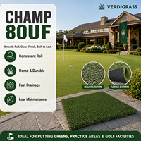 Gazon artificiel Verdigrass Champ 80UF pour putting, hauteur de pile 15 mm, doux, extérieur, drainage rapide, faible entretien, durable
