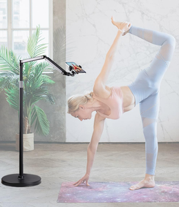 <b>Tablet</b> Floor <b>Stand</b> Ultra-Stable Flexible Holder Tapered Pole Design 360 Adjustable Aluminium Alloy Black - Product Image 4