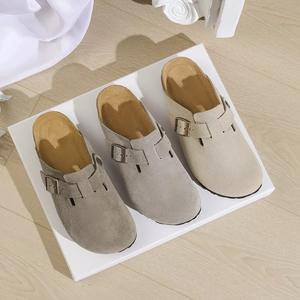 Dames & Heren Echt Lederen Gesloten Teen Platte Slippers Comfortabele Mode Buitenschoenen & Mules met Ademend Voering - Product Image 2