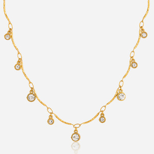 Collar de Cristal con Baño de Oro de 18K, Acero Inoxidable, Engaste de Diamantes de Imitación, Joyería para Uso Diario y Ocio - Product Image 1