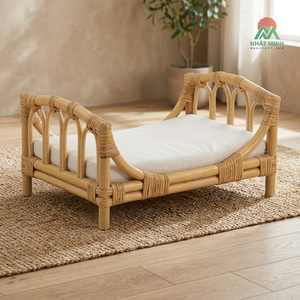 Lit de poupée avec literie, lit pour poupées reborn, meubles jouets en rotin naturel, cadeau pour enfants et tout-petits - Product Image 4