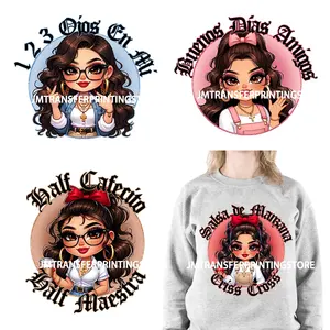 Latina Chicano Vrouw Leraar Spreuken Ijzer Op Stickers In Mijn Maestra Tijdperk Ojos En Mi Chicana Dtf Transfer Stickers Voor Sweatshirt