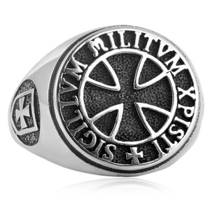 Men's Titanium Steel Cross <b>Ring</b> <b>Silver</b> Geometric Design Punk Style Gift Jewelry 213049 - Product Image 5