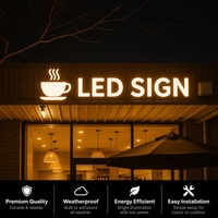 Enseigne lumineuse LED extérieure personnalisée avec éclairage frontal, lettres en relief 3D pour café